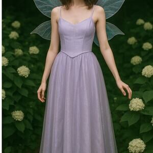 Vintage Windsor Corset Midi Dress Fairy Iridescent Purple Formal Renaissance